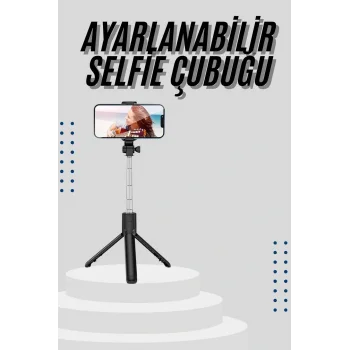Tripod Selfie Çubuğu Bluetooth Kumandalı Kablosuz Led Işıklı