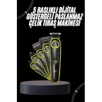 Unısex Çok Fonksiyonlu Bakım Seti Led Göstergeli Tıraş Makinesi Saç Sakal Vücut