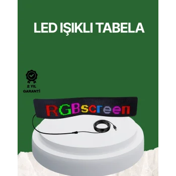 USB Girişli RGB LED Tabela Ayarlanabilir Parlaklık ve Kayan Yazı Özellikli