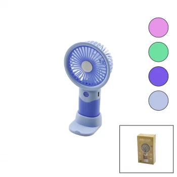 USB ŞARJLI MİNİ EL FANI ÇAP:8.4 - Y:16CM SABİT BAŞLIK 3-KADEME HIZT ELEFONLUKLU MASAÜSTÜ AYAK VANTİLATÖR (5047)