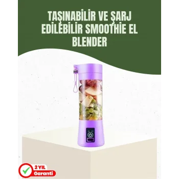 USB Şarjlı Portatif Blender 380ml Çelik 304 lı Mobil Smoothie Maker