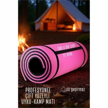 Uyku Matı - Kamp Matı - Piknik Çadır Matı 11 mm Çift Taraflı Pembe
