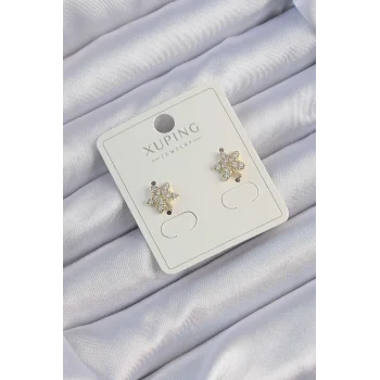 Xuping Gold Renk Zirkon Taşlı Yaprak Küpe