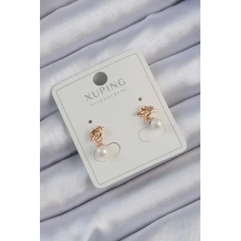 Xuping Rose Renk İnci Taşlı Düğüm Küpe