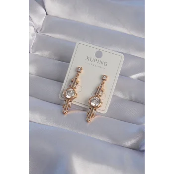 XUPİNG Rose Renk Zirkon Taşlı Geometrik Sallantılı Küpe