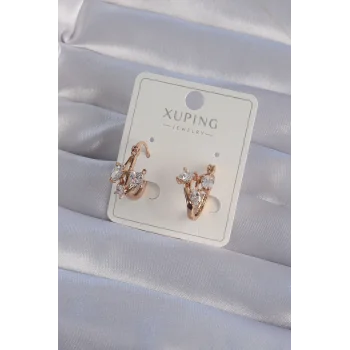 XUPİNG Rose Renk Zirkon Taşlı Halka Küpe