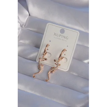 XUPİNG Rose Renk Zirkon Taşlı Kertenkele Model Halka Küpe