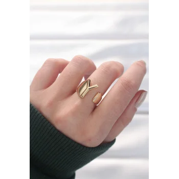 Y Harfli Altın Renk Ayarlanabilir Yüzük