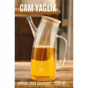 Yağ Sirke Şişesi Yağlık Borosilikat Cam 1000 ML