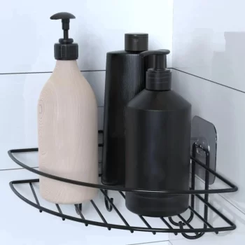 Yapışkanlı Banyo Köşeliği Kancalı Köşe Rafı Duş Şampuanlık Duvar Düzenleyici Organizer Raf (5047)