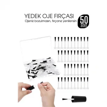 Yedek Oje Fırçası 50li Aplikatörlü Set - Tırnak Cila Fırçası