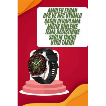 Yeni Nesil Akıllı Saat Çift Kordonlu 1.5 Inç Yuvarlak Ekran GPS ve NFC Uyumlu