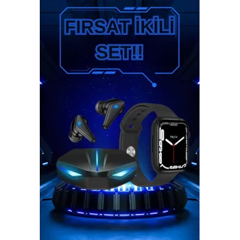 Yeni Nesil Akıllı Saat ve Kablosuz Kulaklık Kampanyası İkili Set Bluetooth Bağlantılı