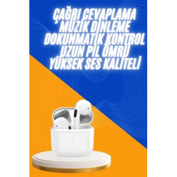 Yeni Nesil Bluetooth Kulaklık Beyaz Çağrı Cevaplayabilen Kablosuz