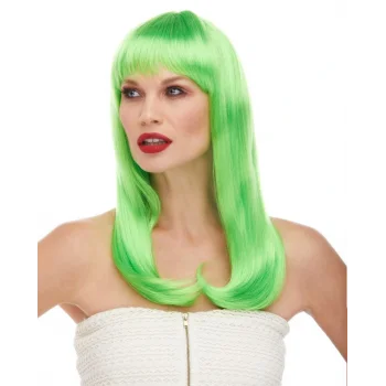 Yeşil Renk Uzun Düz Parti Peruğu (5047)