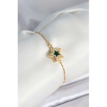 Yıldız Model Asansörlü Gold Renk Kadın Bileklik