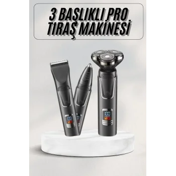 Yüksek Performanslı 3 Başlıklı Profesyonel Şarjlı Islak ve Kuru Kullanıma Uygun