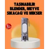 12 lı Şarjlı Meyve Sıkacağı – Tip-C Taşınabilir Blender 450 ml