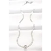 316L Çelik C Harfli Silver Renk İtalyan Zincirli Kolye