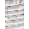 316L Çelik Gold Renk Beyaz Baby Boy Yonca Model Kadın Bileklik