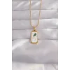 316L Çelik Gold Renk Beyaz Mineli Tarot Kolye