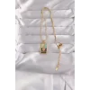 316L Çelik Gold Renk Karışık Mineli El Figür Tarot Kolye