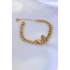 316L Çelik Gold Renk Kelebek Figür İşleme Detay Zincir Model Kadın Bileklik