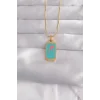 316L Çelik Gold Renk Mavi Mineli Tarot Kolye