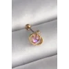 316L Çelik Gold Renk Pembe Mineli Kalp Zirkon Taş Detay Tragus Piercing