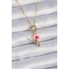 316L Çelik Gold Renk Renkli Kalp Figür Charm Model Kadın Kolye