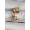 316L Çelik Gold Renk Sallantı Zirkon Taşlı Göz Model Nomination Charm