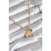 316L Çelik Gold Renk Top Zincir Model Fil Figür Nazar Boncuk Detay Kadın Kolye