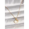 316L Çelik Gold Renk Zincir Sallantı Beyaz Mineli Deniz Kabuğu Zirkon Taşlı Deniz Yıldızı Figür Kadın Kolye