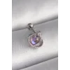 316L Çelik Gümüş Renk Mor Mineli Kalp Zirkon Taş Detay Tragus Piercing