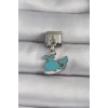316L Çelik Gümüş Renk Sallantı Mavi Balina Model Nomination Charm