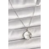 316L Çelik Gümüş Renk Zincir Beyaz Mineli Gün Batımı Model Kadın Kolye