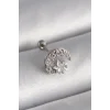 316L Çelik Gümüş Renk Zirkon Taşlı Ay Yıldız Tragus Piercing