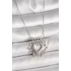 316L Çelik Gümüş Renk Zirkon Taşlı Kalp Model Kadın Kolye