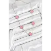 316L Çelik Zincir Gümüş Pembe Renk Yonca Kadın Kolye