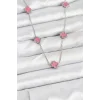 316L Çelik Zincir Gümüş Renk Pembe Baby Boy Yonca Kadın Kolye