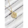 316L Çelik Zirkon Taşlı Ay Ve Güneş Model Gold Renk Kadın Kolye