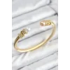316L Çelik Zirkon Taşlı İnci Model Gold Renk Kadın Bileklik