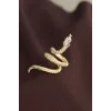 Ayarlanabilir Gold Renk Zirkon Taşlı Yılan Yüzük