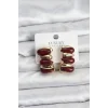 Bordo Renk Pirinç Vintage Kadın Küpe