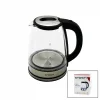 CAM - LEDLİ  KETTLE   1.8LT   1500W   ÇELİK TABAN - KROM KAPAK  360° GÖVDE   PLASTİK KULP (5047)