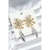 Çiçek Model Gold Gümüş Renk Kadın Küpe
