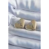 Gold Renk Kırık Kalp Model Pirinç Kadın Küpe