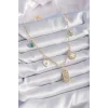Gold Renk Zirkon Taşlı Çoklu Figür Model Şans Kolyesi