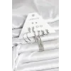 Gümüş Renk Pirinç 6 Çiftli Kadın Küpe Seti