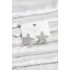Gümüş Renk Pirinç Zirkon Taşlı Yıldız Model Kadın Küpe